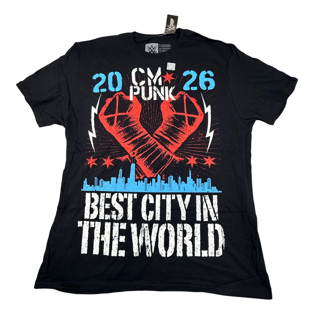 WWE CM Punk Best City In The World Chicago T-Shirt Black XL New